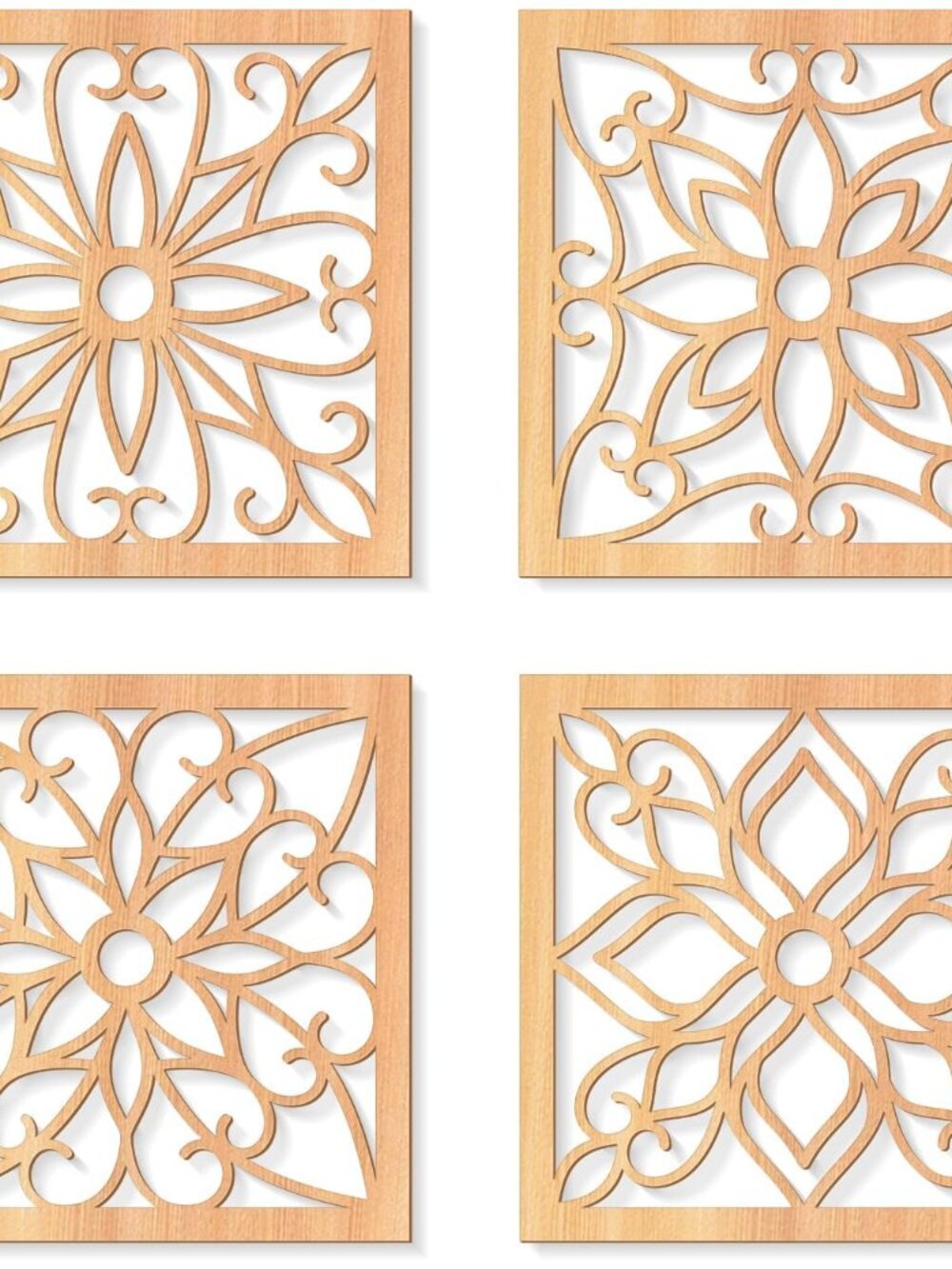 4 Pcs Thicken Wooden Wall Art Rustic Farmhouse Flower Wall Art